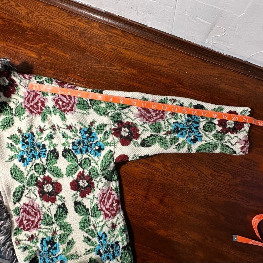 Aldo Martins Barcelona Floral Intarsia Knit Cardigan Wool Blend Size S/M - Picture 10 of 13